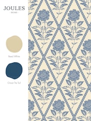 Joules Cream/Blue Juliette Floral Print 10M Wallpaper - Image 4 of 4