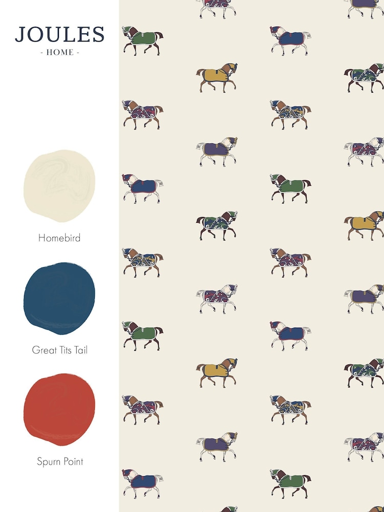 Joules Cream/Multi Regal Horse Print 10M Wallpaper - Image 4 of 4