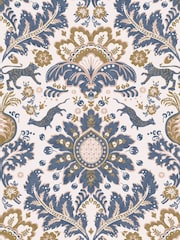 Joules CreamBlueGold Animal Damask Print 10M Wallpaper - Image 2 of 4