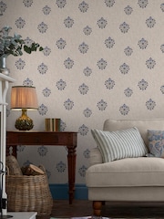 Joules Linen Blue Grove Motif Print 10M Wallpaper - Image 1 of 4