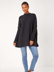 Roman Black High Neck Longline Knit Jumper - Image 2 of 5