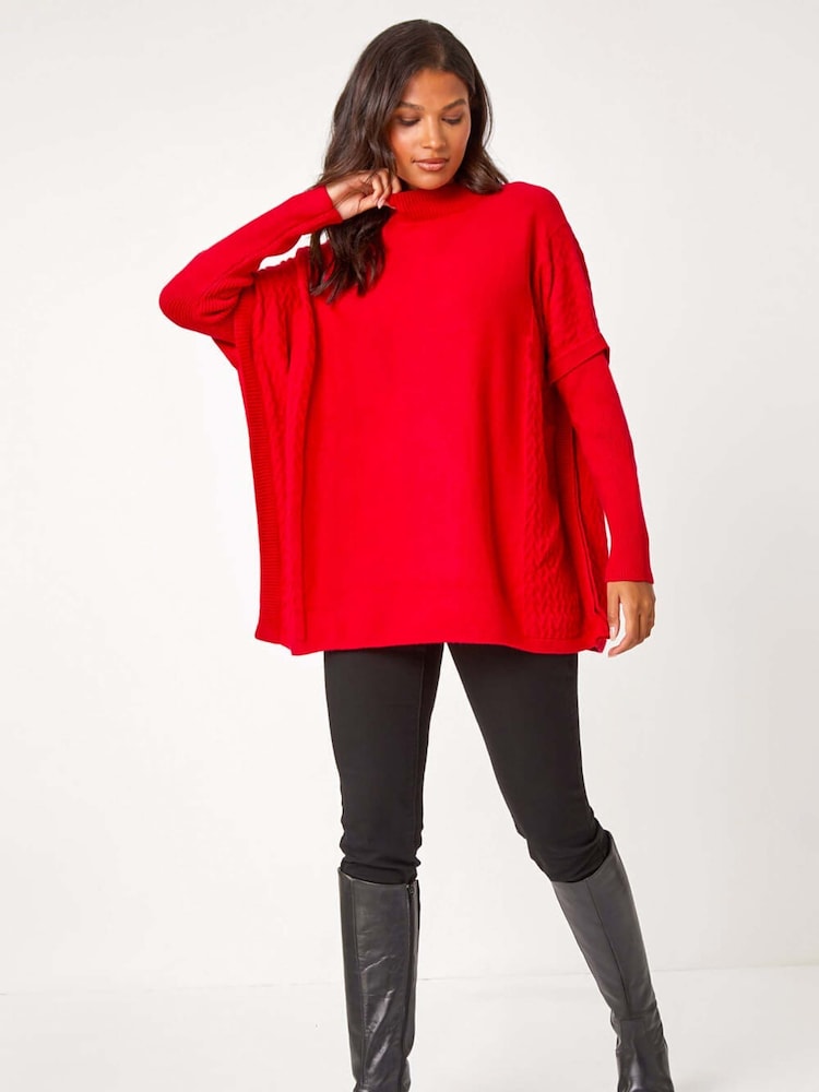 Roman Red High Neck Longline Knit Jumper - Image 1 of 5