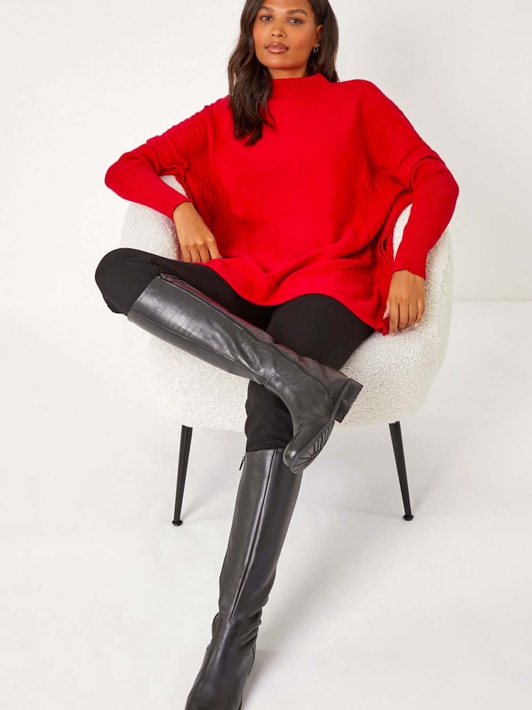 Roman Red High Neck Longline Knit Jumper - Image 2 of 5