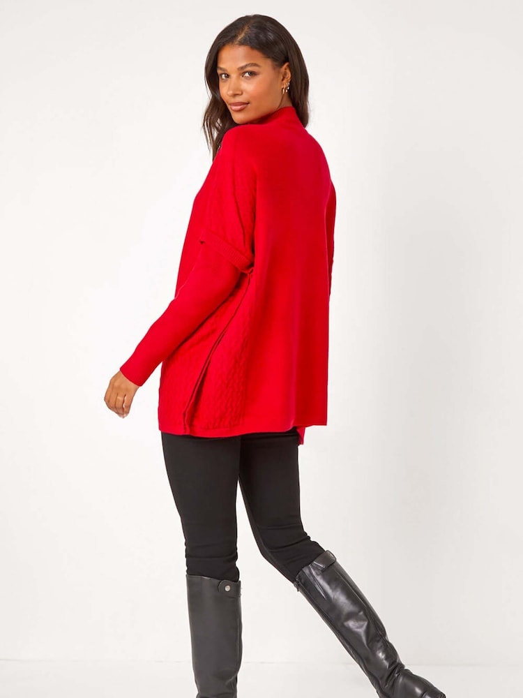 Roman Red High Neck Longline Knit Jumper - Image 3 of 5