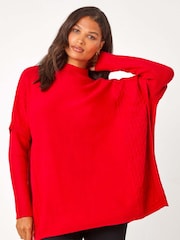 Roman Red High Neck Longline Knit Jumper - Image 4 of 5