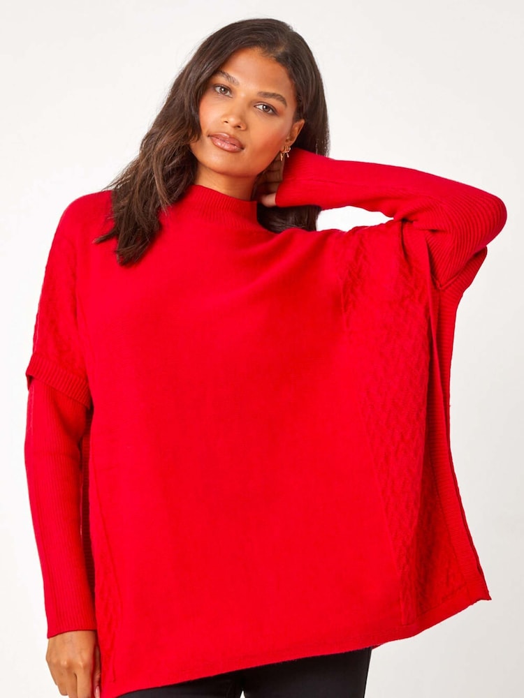 Roman Red High Neck Longline Knit Jumper - Image 4 of 5