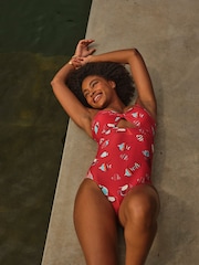 FatFace Brook Red Shoal Print Swimsuit - Image 4 of 6