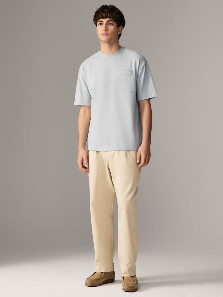 Blue Relaxed Fit Supersoft Heavyweight Pocket 100% Cotton T-Shirt - Image 2 of 7 Blue Relaxed Fit Supersoft Heavyweight Pocket 100% Cotton T-Shirt - Image 2 of 7