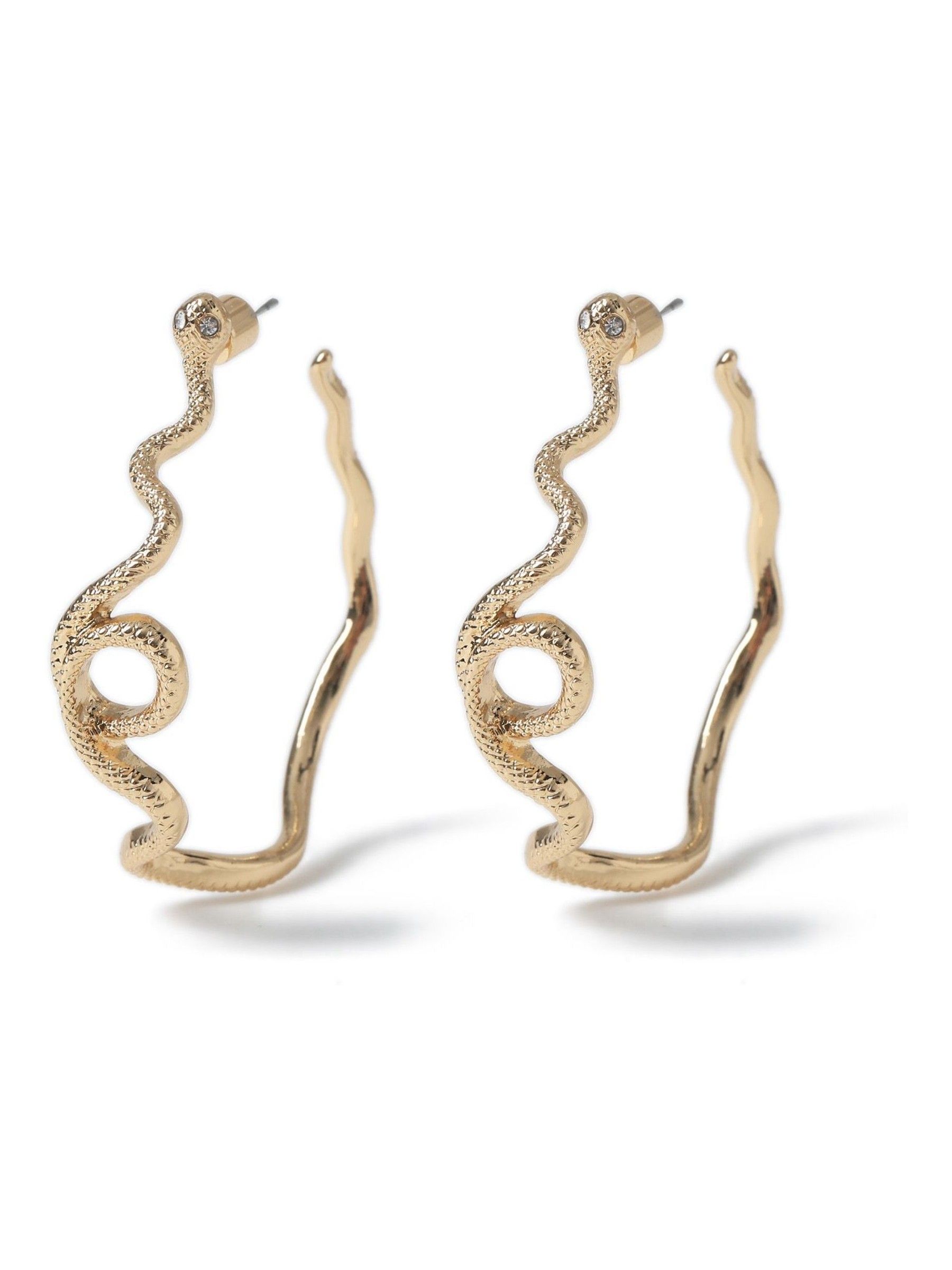 Gold snake hoop earrings discount