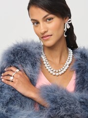 Aela Silver Tone Mega Pearl And Crystal Necklace - Image 1 of 3