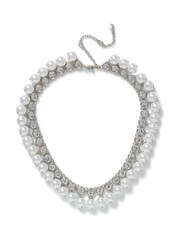 Aela Silver Tone Mega Pearl And Crystal Necklace - Image 2 of 3