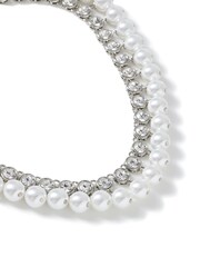 Aela Silver Tone Mega Pearl And Crystal Necklace - Image 3 of 3