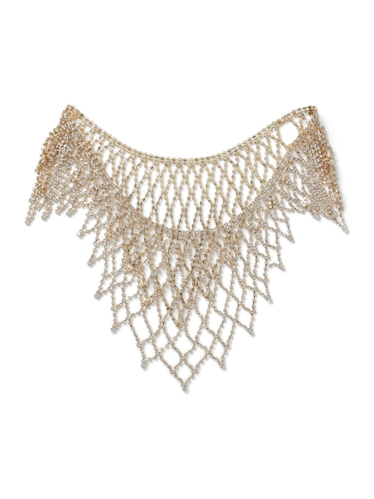 Aela Gold Tone Mega Rhinestone Statement Collar Necklace - Image 2 of 3