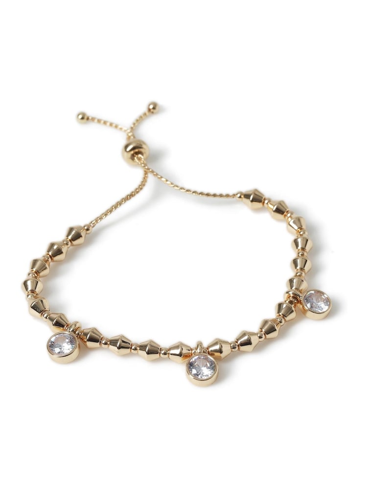 Aela Gold Tone Cubic Zirconia Bead Bracelet - Image 1 of 2