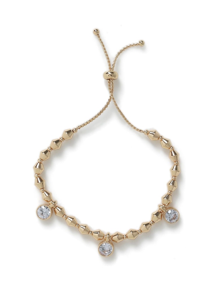 Aela Gold Tone Cubic Zirconia Bead Bracelet - Image 2 of 2