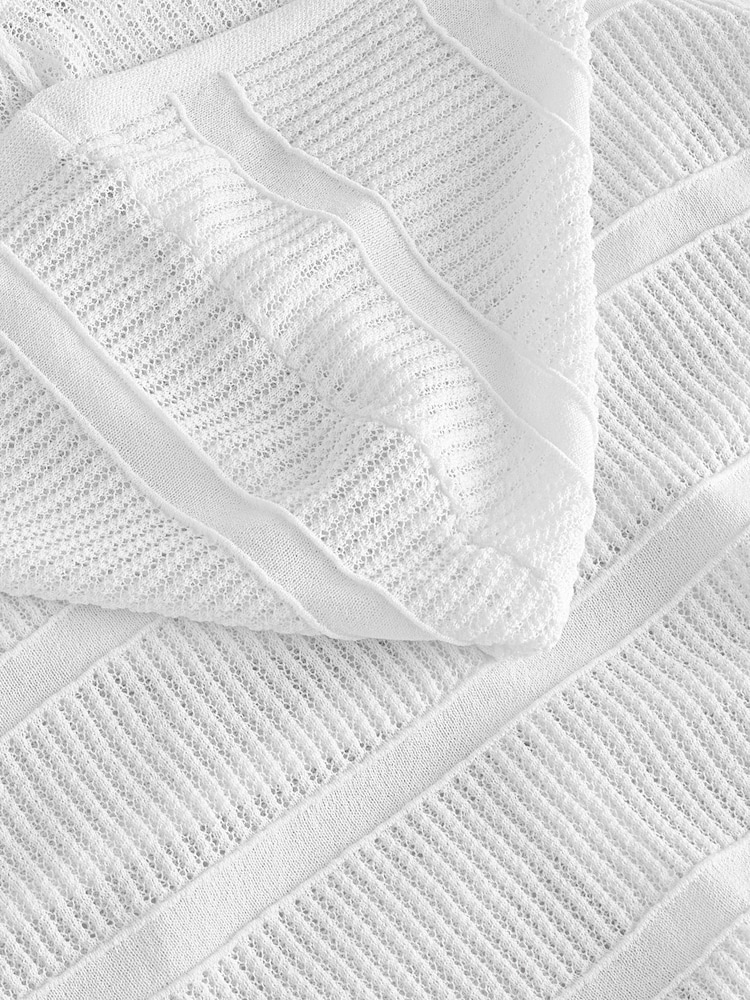 White Lightweight Mesh Stitch Hooded Cardigan - Image 7 of 8