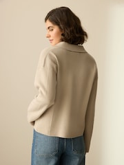 Neutral 100% Cotton Smart Knitted Blazer - Image 3 of 9