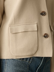 Neutral 100% Cotton Smart Knitted Blazer - Image 6 of 9