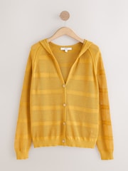 Yellow Ochre Lightweight Mesh Stitch Hooded Cardigan - Image 7 of 9