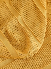 Yellow Ochre Lightweight Mesh Stitch Hooded Cardigan - Image 8 of 9