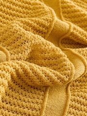 Yellow Ochre Lightweight Mesh Stitch Hooded Cardigan - Image 9 of 9