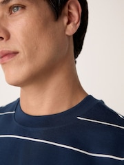 Marineblau - Relaxed Fit Stripe Heavyweight 100% Cotton T-Shirt - Bild 4 von 9