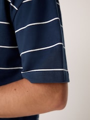 Marineblau - Relaxed Fit Stripe Heavyweight 100% Cotton T-Shirt - Bild 5 von 9