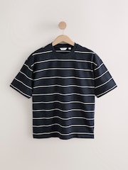Marineblau - Relaxed Fit Stripe Heavyweight 100% Cotton T-Shirt - Bild 7 von 9