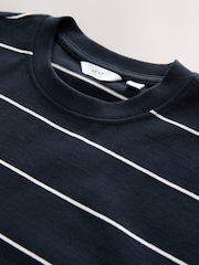 Marineblau - Relaxed Fit Stripe Heavyweight 100% Cotton T-Shirt - Bild 8 von 9