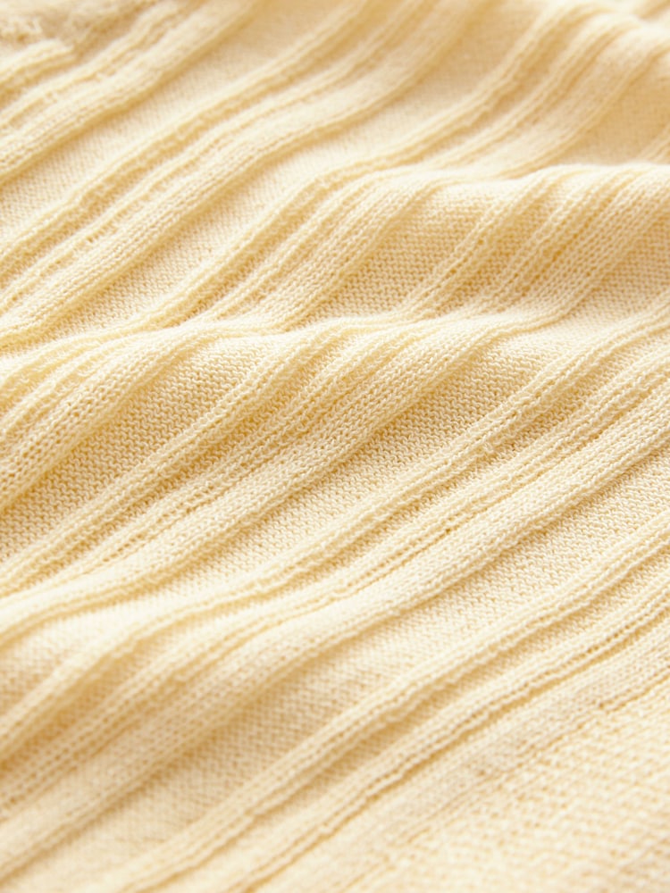 Yellow Fine Knit Ribbed Button Up Co-Ord Cardigan - Image 9 of 9