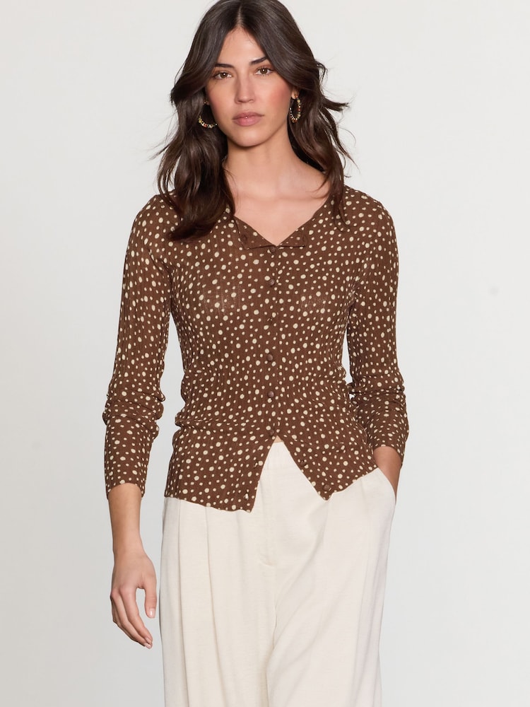 Taches marron - Cardigan coordonné boutonné en maille fine - Image 4 of 8
