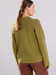 Green Olive 100% Cotton Smart Knitted Blazer - Image 3 of 7