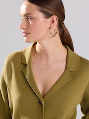 Green Olive 100% Cotton Smart Knitted Blazer - Image 4 of 7