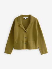 Green Olive 100% Cotton Smart Knitted Blazer - Image 5 of 7