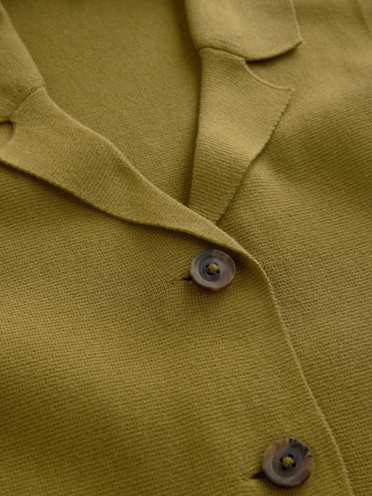 Green Olive 100% Cotton Smart Knitted Blazer - Image 7 of 7
