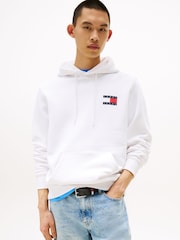 Tommy Jeans White Essential Flag Hoodies - Image 1 of 4