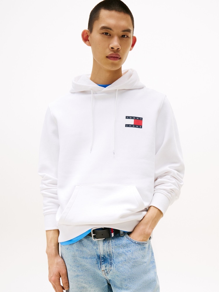 Tommy Jeans White Essential Flag Hoodies - Image 1 of 4