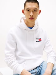 Tommy Jeans White Essential Flag Hoodies - Image 3 of 4