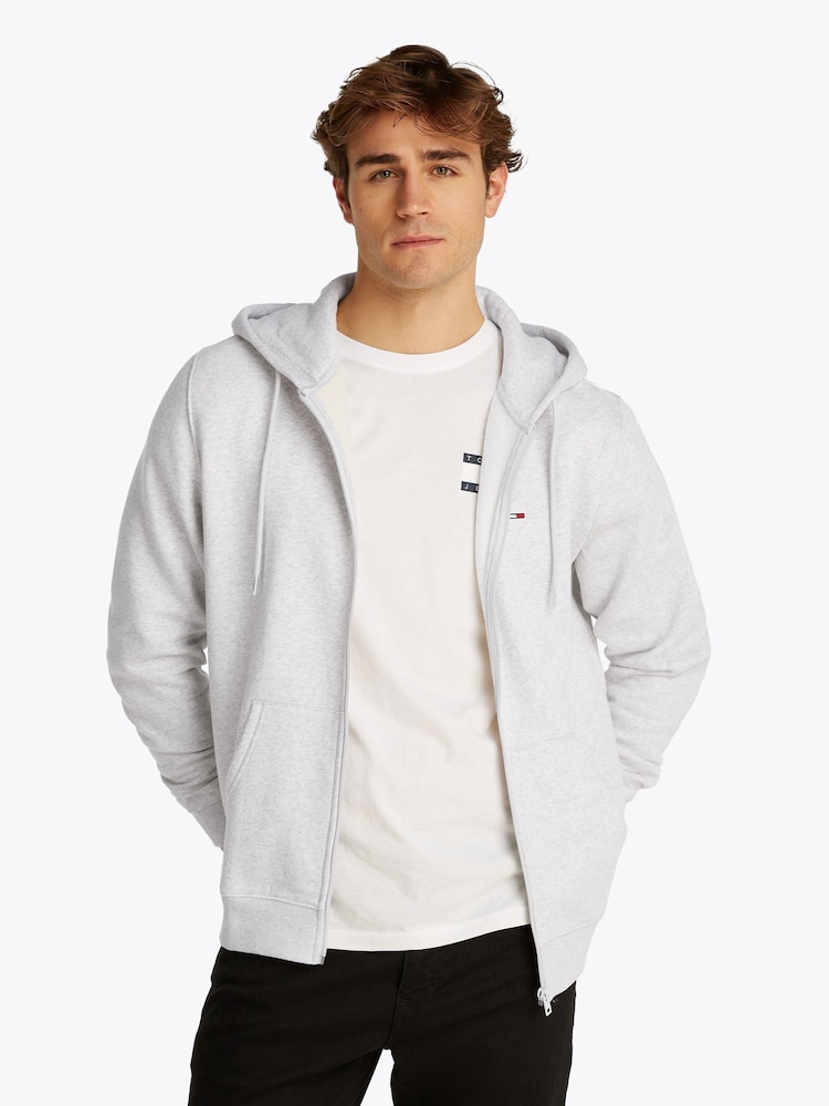 Tommy Jeans Grey Grey Flag Zip Up Hoodies - Image 1 of 1