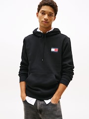 Tommy Jeans Black Essential Flag Hoodies - Image 1 of 7