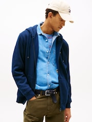 Tommy Jeans Blue Grey Flag Zip Up Hoodies - Image 1 of 1