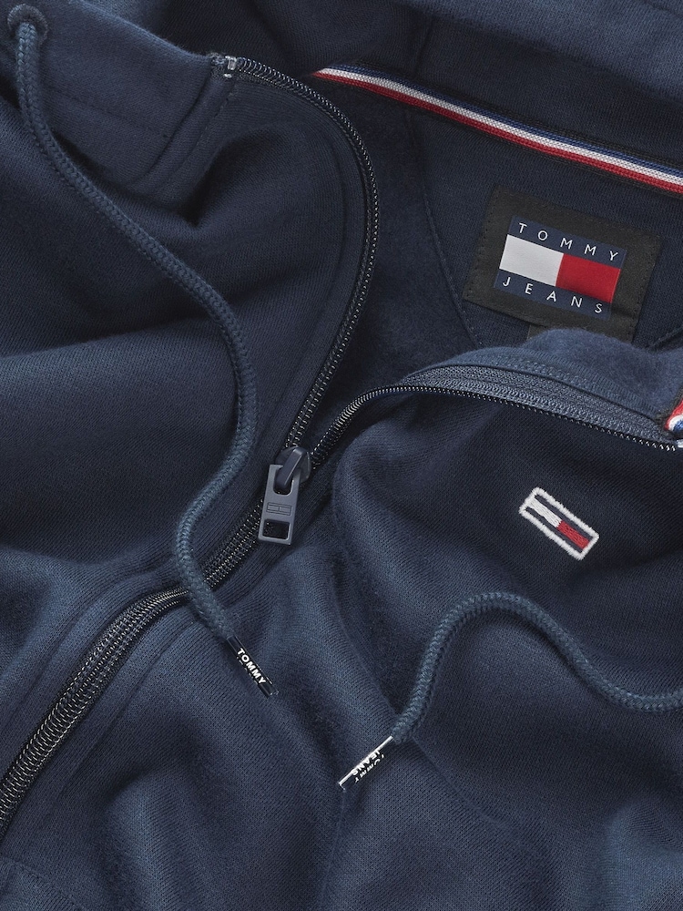 Tommy Jeans Blue Grey Flag Zip Up Hoodies - Image 7 of 7