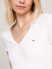 Tommy Jeans White Slim Essential T-Shirt - Image 3 of 7