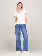 Tommy Jeans White Slim Essential T-Shirt - Image 4 of 7