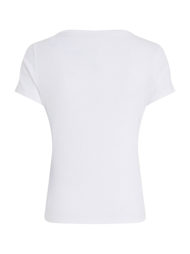 Tommy Jeans White Slim Essential T-Shirt - Image 6 of 7