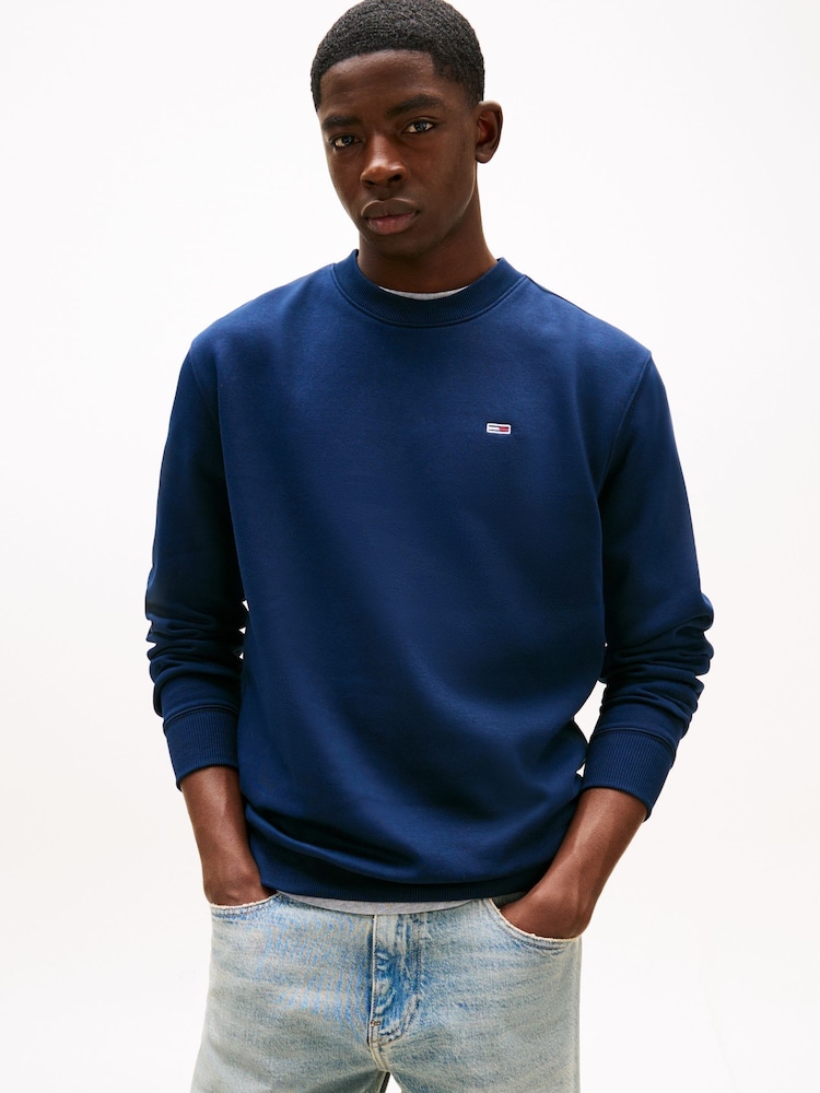Tommy Jeans Blue Flag Crew Jumper - Image 1 of 7
