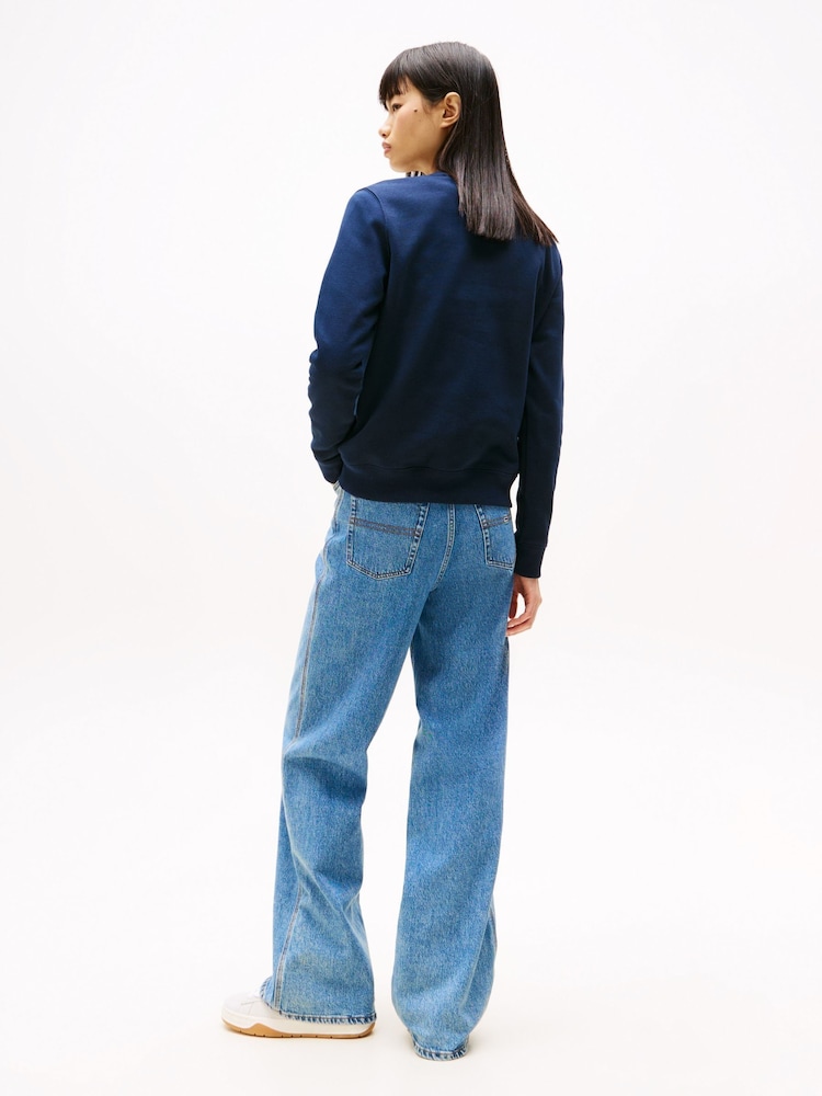 Tommy Jeans Blue Flag Crew Jumper - Image 3 of 6