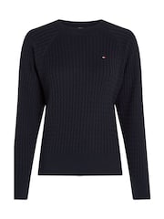 Tommy Hilfiger Blue 100% Cotton Cable Jumper - Image 5 of 5