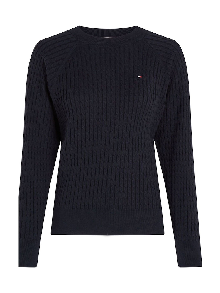 Tommy Hilfiger Blue 100% Cotton Cable Jumper - Image 5 of 5