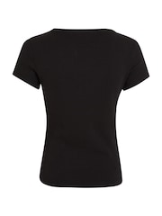 Tommy Jeans Black Slim Essential T-Shirt - Image 2 of 5